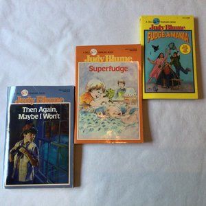 Set of 3 books by Judy Blume; Fudge-A-Mania, Superfudge, and Then Again, Maybe I